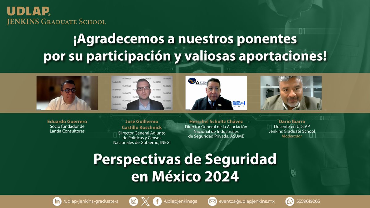 Gracias por acompañarnos en la transmisión del webinar Perspectivas de la Seguridad en México 2024.

#webinar #seguridadenMéxico