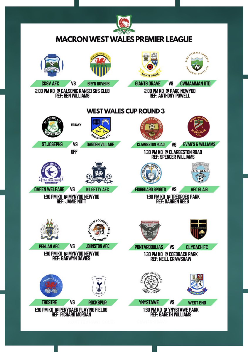 Tomorrow’s Fixtures