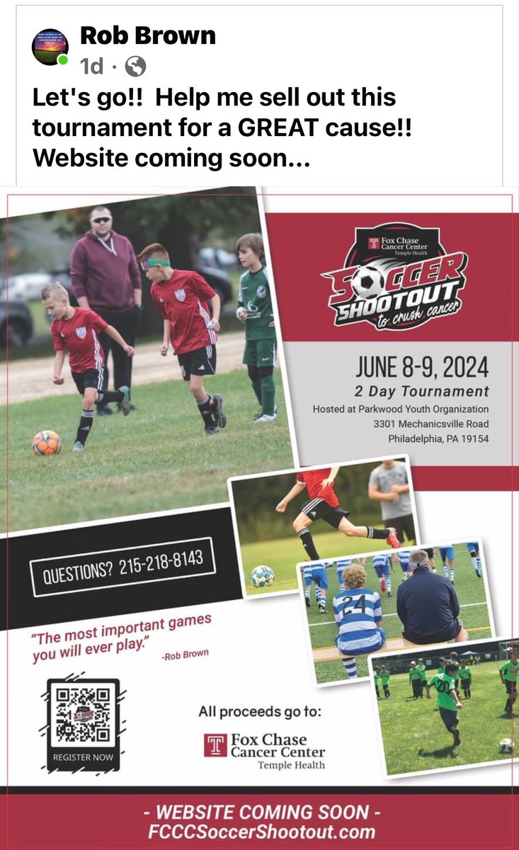 Sign up for @FoxChaseCancer #soccer shootout @TempleMedNews @EPAYouthSoccer @phillysoccerpg