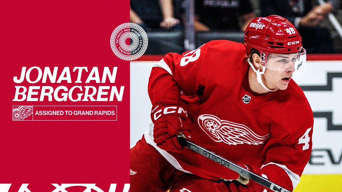 UPDATE: The #RedWings today assigned forward Jonatan Berggren to the AHL’s Grand Rapids Griffins.