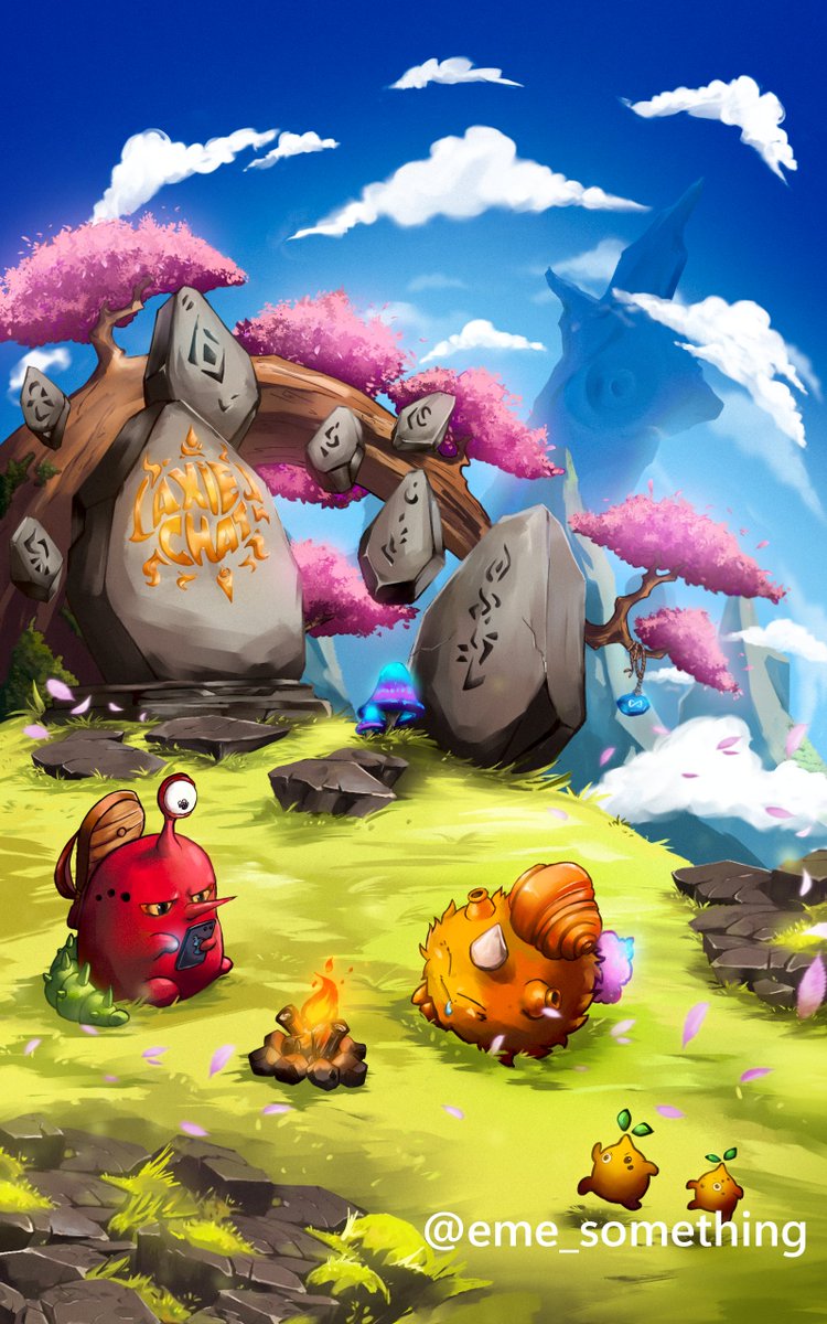 Don't mind me, just posting some <a href="/AxieInfinity/">Axie Infinity</a> artwork i made for @enjoicrypto earlier this year while i work on my next project✨This was so much fun to do!

#AxieInfinity #RON