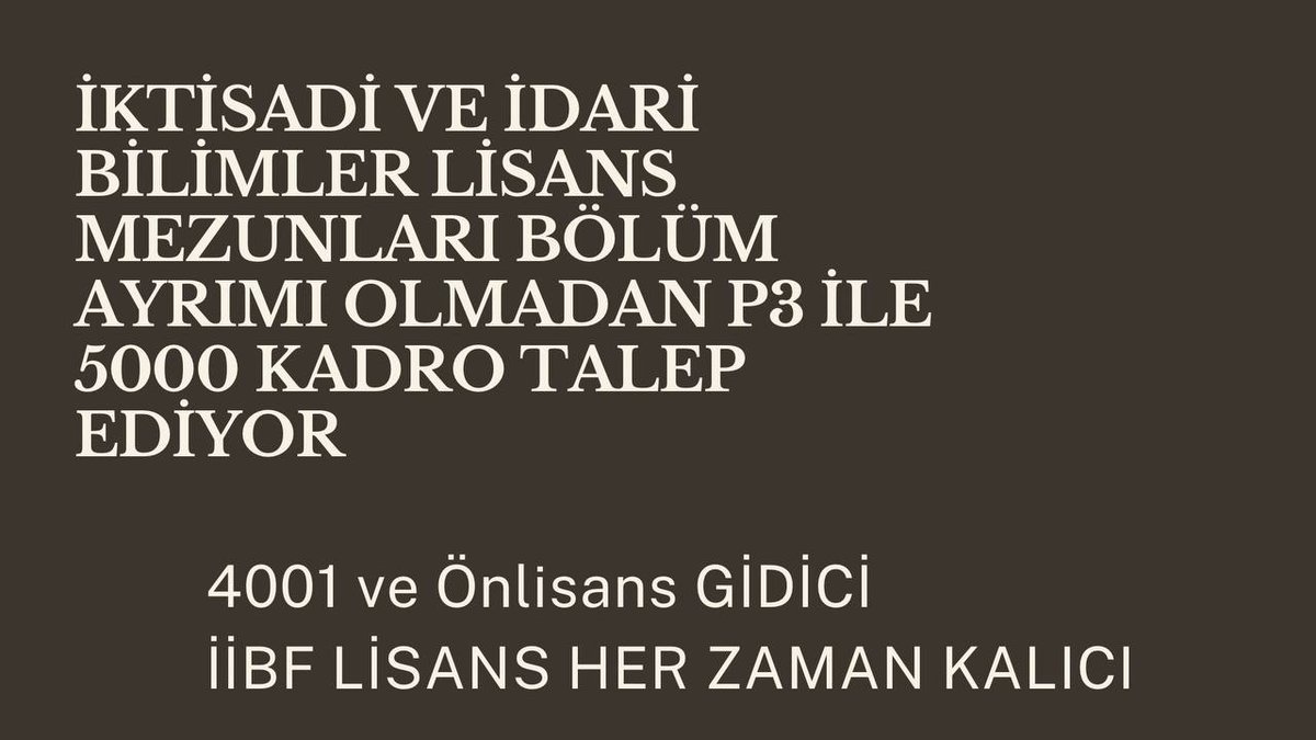<a href="/iibfbirlik_/">İİBF BİRLİK</a> <a href="/RTErdogan/">Recep Tayyip Erdoğan</a> <a href="/isikhanvedat/">Prof. Dr. Vedat Işıkhan</a> <a href="/AtaySalim/">Salim Atay, Doç.Dr</a> <a href="/gulmeznese/">Dr. Neşe Gülmez</a> @tccbiko <a href="/csgbakanligi/">T.C. Çalışma ve Sosyal Güvenlik Bakanlığı</a> İİBF mezunları Kendi nitelik 
kodları ile bölüm ayrımı 
olmadan atanmak istiyor.