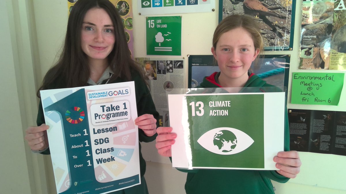 We're taking part in the Take 1 Programme next week, learning about 1 Sustainable Development Goal in 1 lesson over 1 week! We chose Goal 13, Climate Action. Many classes are taking part, learning about what sparks social change and how we can take climate action! #take1week2023