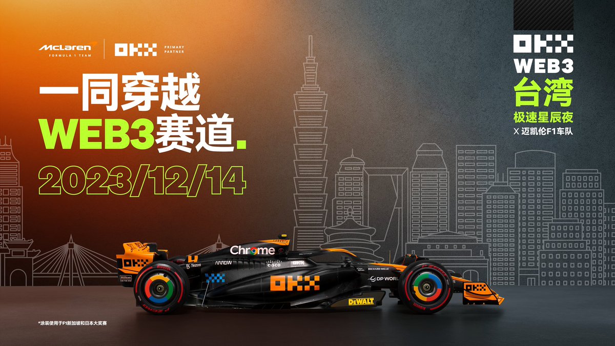 okxchinese's tweet photo. 🏎️ OKX 很高兴与迈凯轮 @McLarenF1 在 #台北区块链周 期间举办线下Web3聚会，现在送3张活动门票🎫！

🔖 活动规则：
✅ 赞和转发推文
✅ 留言艾特3个朋友

📆 一周后公布得奖结果！

🚀 12月14日，一起穿越Web3赛道！

#OKX McLaren https://t.co/OBvRju4u1S