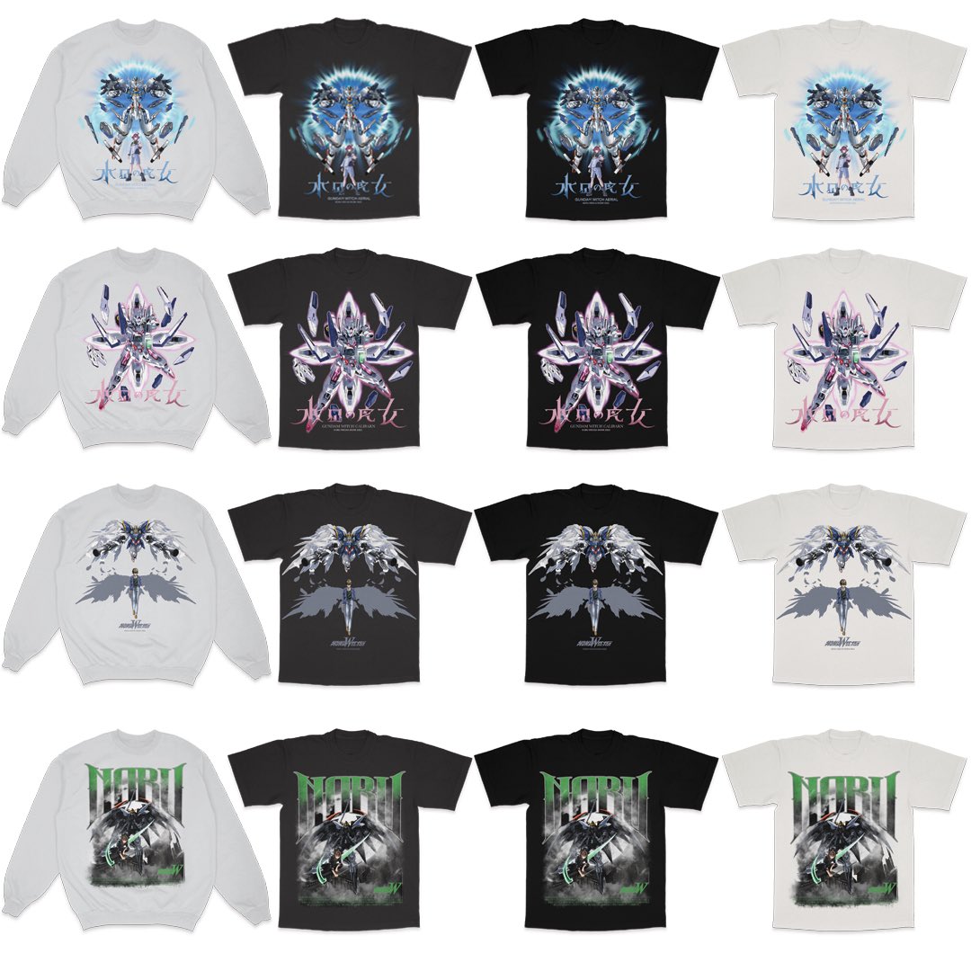 NoruArt's tweet photo. GUNDAM CAPSULE 
- 
Today at 12pm PT // 1pm MT // 3pm ET
-
Each design will have 3 color way tees and 1️⃣ crewneck option. 
-
Tees: Black $50 / Faded $55 / Off-White $50 (Pre-order price)
Crewneck: Ash Grey $75 (Pre-order price) https://t.co/D4May474Ct