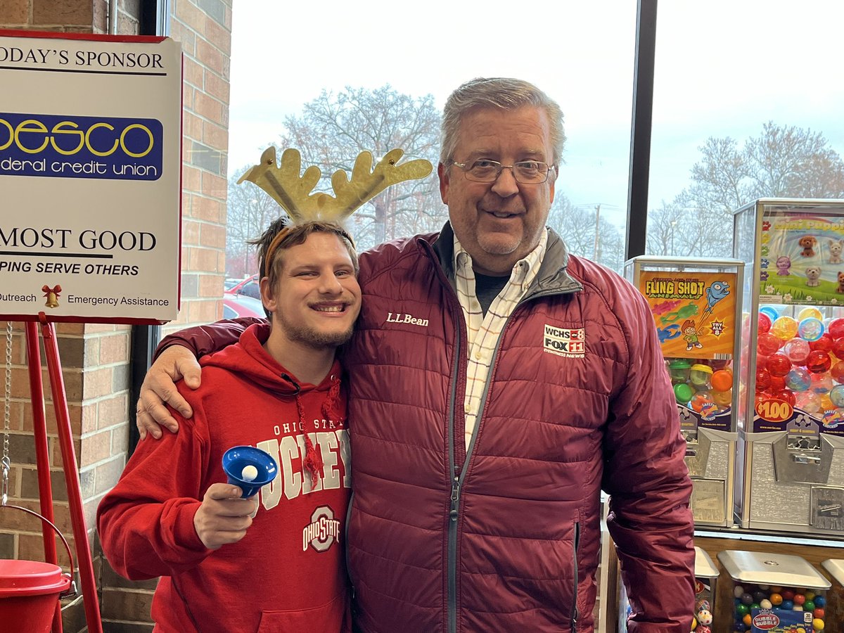 Made a new friend today. This is Matthew, a special needs adult ringing a bell for the Salvation Army Kettle Drive at the Portsmouth Kroger.  The story tonight on Eyewitness News. #EyewitnessWV