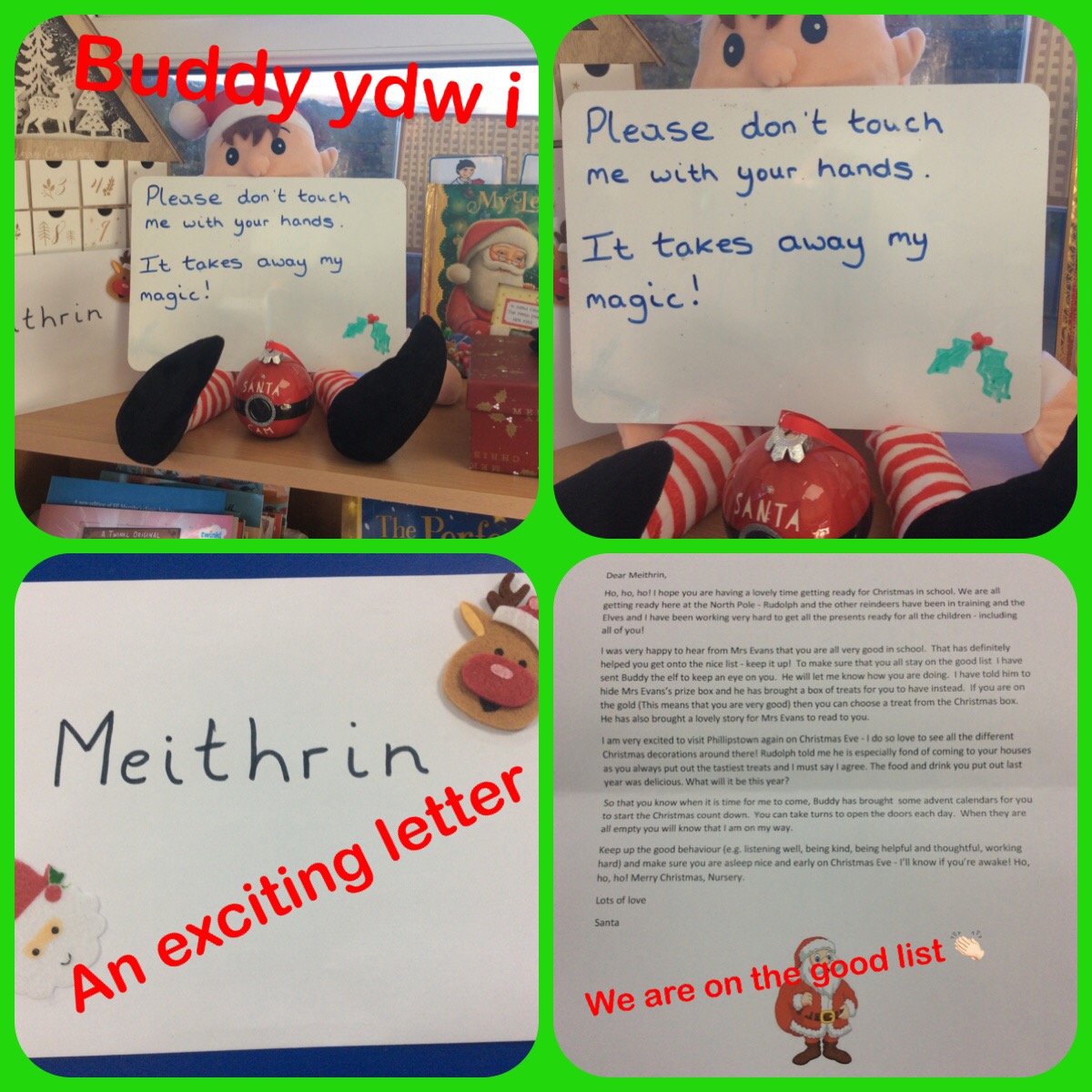 Meithrin were excited to meet Buddy the Elf today. Santa sent him to keep an eye on them. They are working hard to stay on the good list 🎅🎄@Phip_Primary