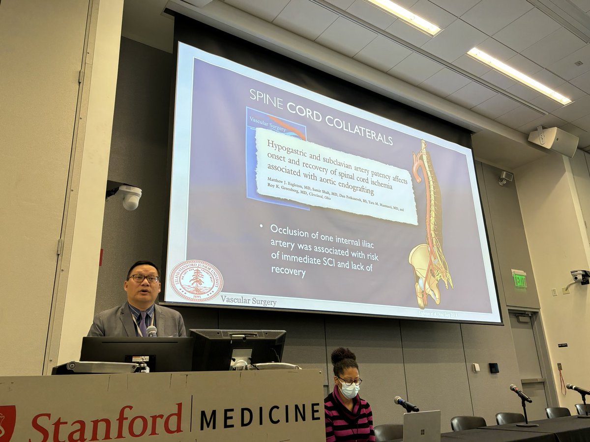 SeanM_Wu's tweet photo. Starting Day 2 of @stanford-Duke-Penn-Cornell w innovations in CV surgery by Dr Jason Lee, chief of vascular surgery @StanfordMed on preservation of hypogastric area organs after endovascular surgery moderated by Elan Burton @StanfordCTSurg @StanfordCVI @Joseph_C_Wu https://t.co/VOlEAhF4Xb