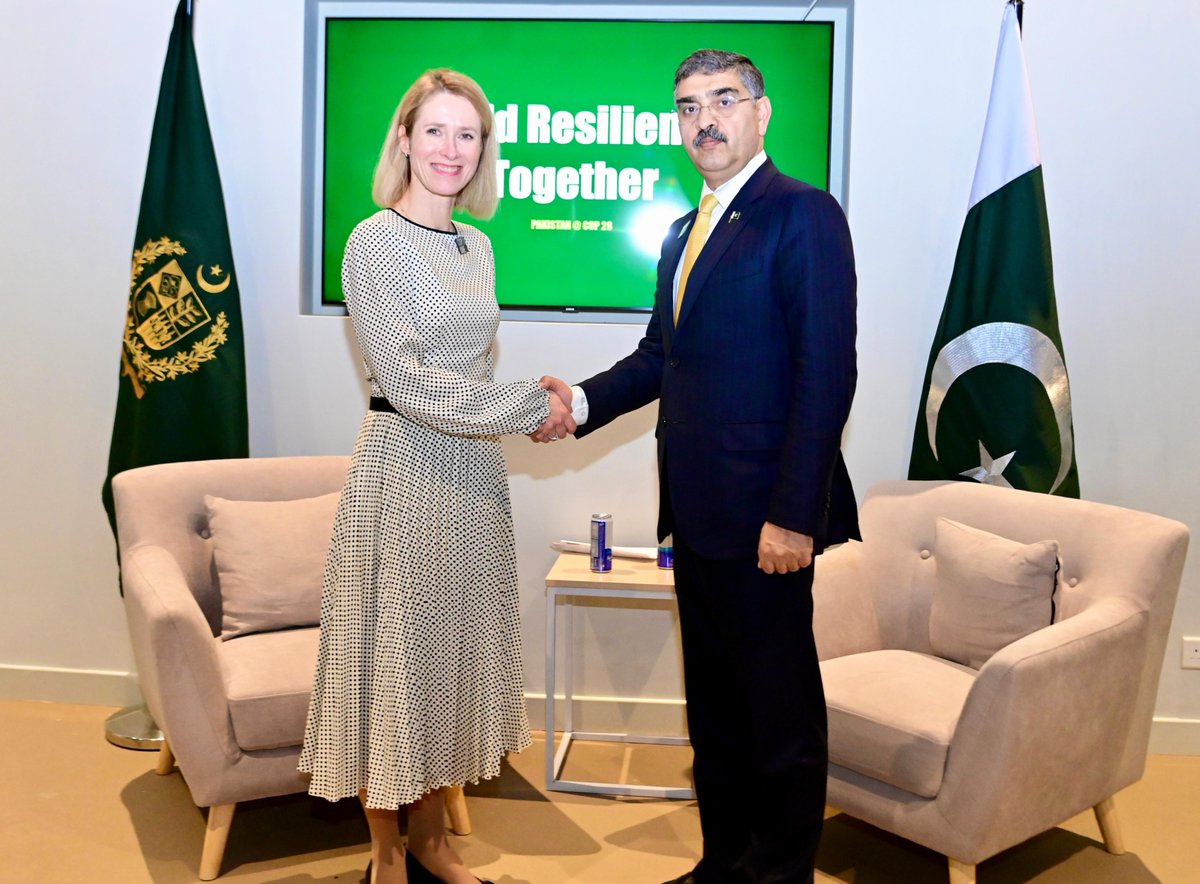 The_Nation's tweet photo. PM Kakar meets PM of the Republic of Estonia on the sidelines of World Climate Action Summit
https://t.co/kifWS4vWbg
#WorldClimateAction https://t.co/invT0PAiN4