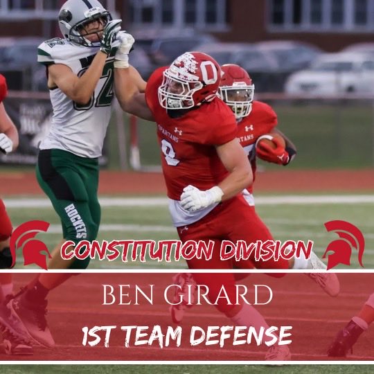 Congratulations to Ben Girard on being selected 1st Team All-Constitution Division at Defensive End. #OTF