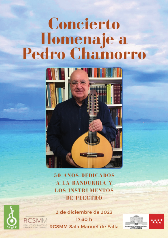 FEGIP1's tweet photo. CONCIERTO HOMENAJE A PEDRO CHAMORRO.

Mañana  sábado día 2 de diciembre, a las 17:30h. se celebrará en la Sala Manuel  de Falla del Real Conservatorio Superior de Música de Madrid un  merecido homenaje a Pedro Chamorro por su trayectoria de 50 años con los  instrumentos de púa. https://t.co/3fQrlemjWW