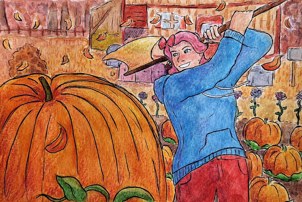 BethDooner's tweet photo. As well as doing a bunch of landscapes from the season, I also did some fan art of my farmers in #StardewValley enjoying the season. https://t.co/QEkOo0ONeq