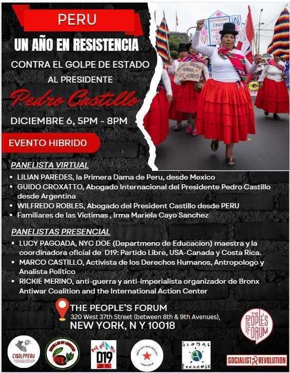 Last year, after calling for a constituent assembly, leftist President of Peru Pedro Castillo was deposed in a coup. The bourgeois media has been silent (or distorts it), but we have been reporting on it from the start. We will speak at this event on Wednesday, join us!