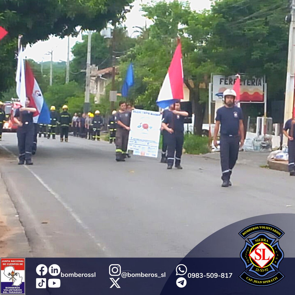 bomberos_sl's tweet photo. 🚒𝗗𝗲𝘀𝗳𝗶𝗹𝗲 𝗕𝗼𝗺𝗯𝗲𝗿𝗶𝗹
👨‍🚒En honor a la comunidad sanlorenzana y por el vigésimo primer aniversario de fundación de la institución, realizado el sábado 18/11.
👏Agradecemos de manera especial a los diferentes cuerpos de la JNCBVP e instituciones educativas https://t.co/PJkqemqMRF