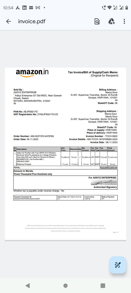 ManojGo67398355's tweet photo. @addyzworldwide @amazon Purchased Addyz air purifier on 11 Nov'23 on Amazon site and last 3 days its not working. Called many times Addyz customer care but no help. Kindly change this asap https://t.co/5BdeGhRyhx
