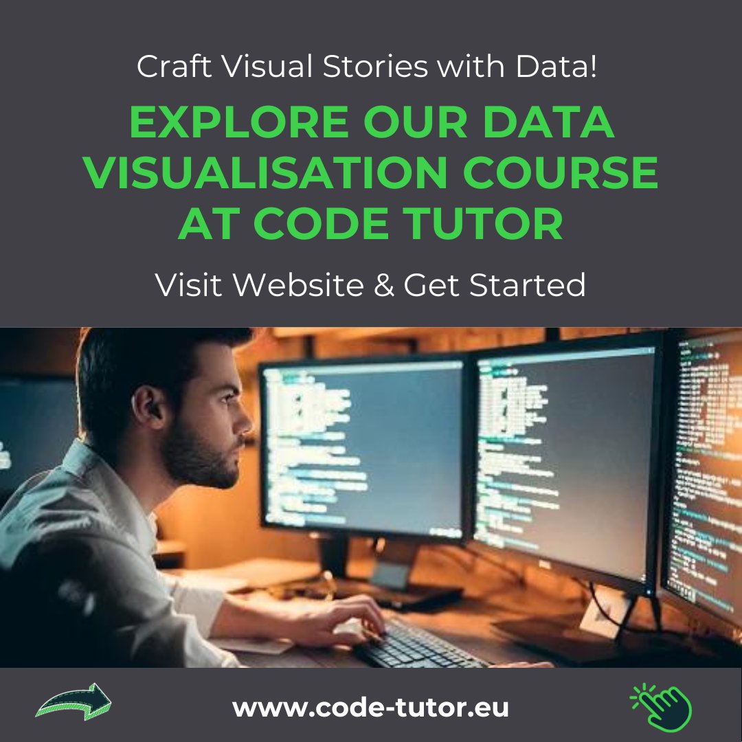 ubuthlimited's tweet image. Unleash your data&apos;s potential with Code Tutor&apos;s Data Visualisation Course  From basics to advanced techniques, craft compelling visuals effortlessly.  📊✨ #DataStorytelling #CodeTutor #ProgrammingJourney #VisualCraft!