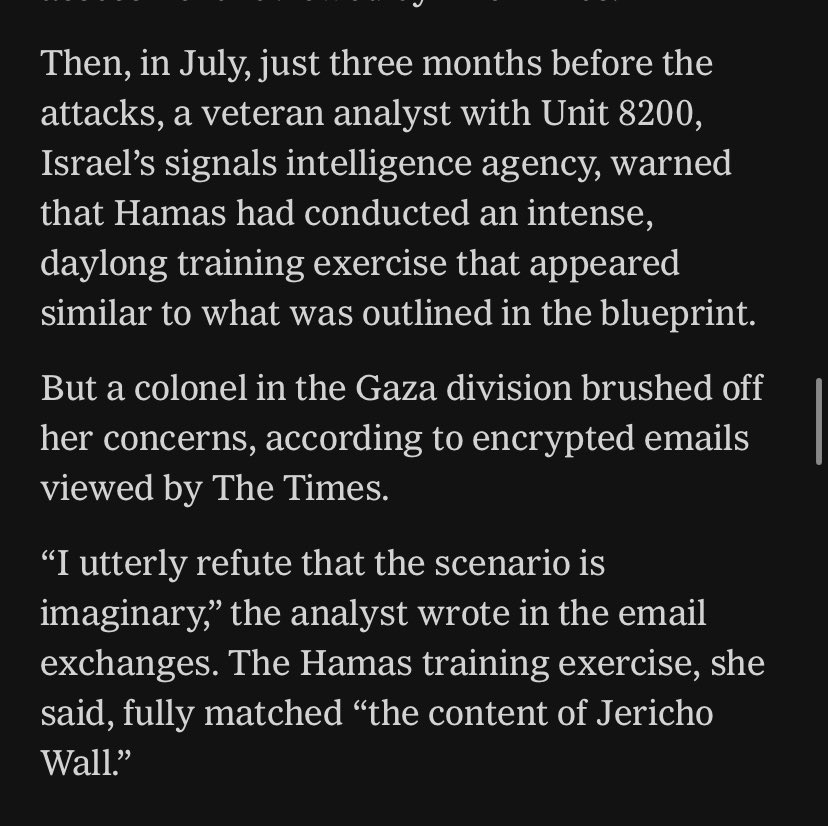 baba_draco's tweet photo. @mdnicke2 @thedebralea Israel knew about the planned attack for about a year, and chose not listen to internal warnings and warnings from the US and Egypt. This is 50% the fault of Hamas and 50% the fault of Israeli leadership’s hubris https://t.co/aGfcgCFPKc