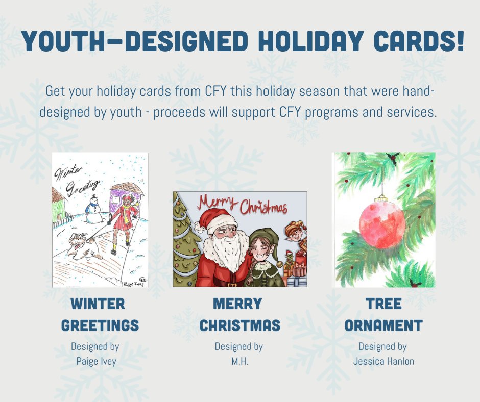 Get into the holiday spirit and support Choices for Youth by purchasing our beautifully designed Holiday Cards, made by talented youth connected with our programming ✨🧵