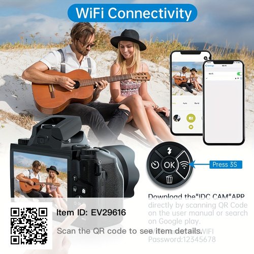 4K Vlogging Camera📸 For YouTube, 64MP Digital Camera For Photography With 4.0 Inch Touch👆Screen, Dual Cameras Front And Rear, 16x Digital Zoom &amp; WiFi Function, SD Card And Camera Bag👝.
 share.temu.com/77yG4yUSLlA