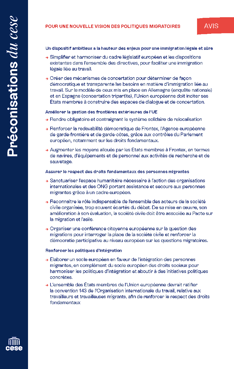 CESE (@lecese) on Twitter photo <a href="/KenzaOccansey/">Kenza Occansey</a> & <a href="/FSivignon/">Françoise Sivignon</a> ont présenté mardi dernier l'avis "Migrations & Union européenne : vers une nouvelle vision des politiques migratoires" ✅
Découvrez les préconisations clés & les grands axes qui ont façonné la rédaction de cet avis 👇lecese.fr/actualites/le-… <a href="/KenzaOccansey/">Kenza Occansey</a> & <a href="/FSivignon/">Françoise Sivignon</a> ont présenté mardi dernier l'avis "Migrations & Union européenne : vers une nouvelle vision des politiques migratoires" ✅
Découvrez les préconisations clés & les grands axes qui ont façonné la rédaction de cet avis 👇lecese.fr/actualites/le-…