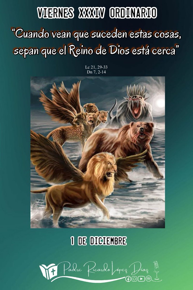 #EvangelioDelDia  #palabrayvida 
#DiarioBiblico 
Viernes 1/dic
*Lc 21, 29-33*
_'Sabed que está cerca el Reino de Dios'. _
Tan cerca está ese Reino que lo tenemos dentro de nuestro corazón. Esto tiene que llenarnos de alegría y de esperanza.