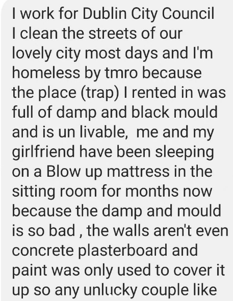 RoryHearneGaffs's tweet photo. "I work for Dublin City Council I clean the streets of our lovely city most days and I'm homeless by tmro...  I will be working on Saturday officially as a homeless man I've nowhere to go or call home"
This is result of Government not building social homes &amp; lifting eviction ban https://t.co/jtRrgeYBPw