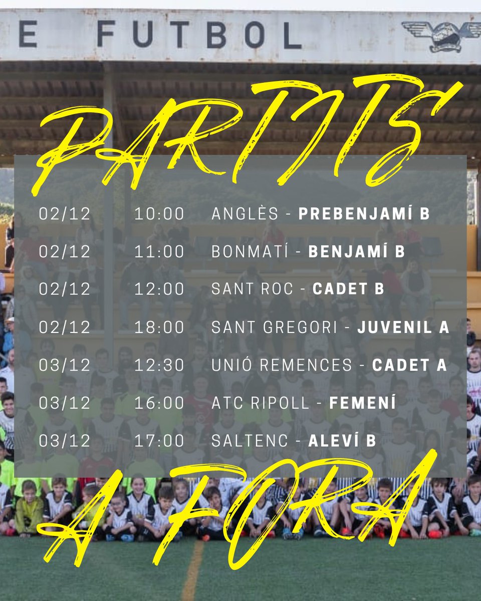 Partits del cap de setmana.
SOM-HI CELLERA! ⚫ ⚪
#somindius