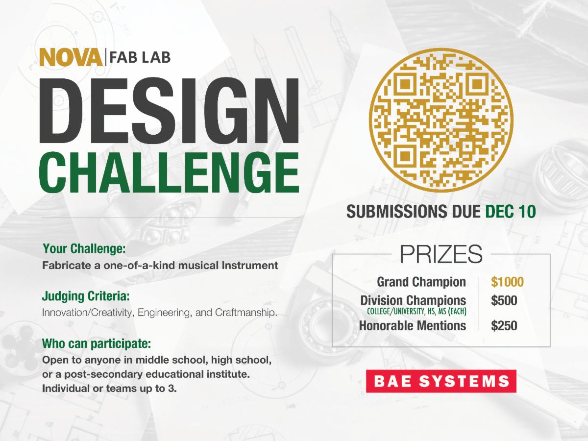 9 days left in the @novacommunitycollege Design Challenge! Create an instrument at the Fab Lab or from home and share a 15-30s video for a shot to win $1000! #FabLabChallenge #MusicalInnovation #WeDoSTEM