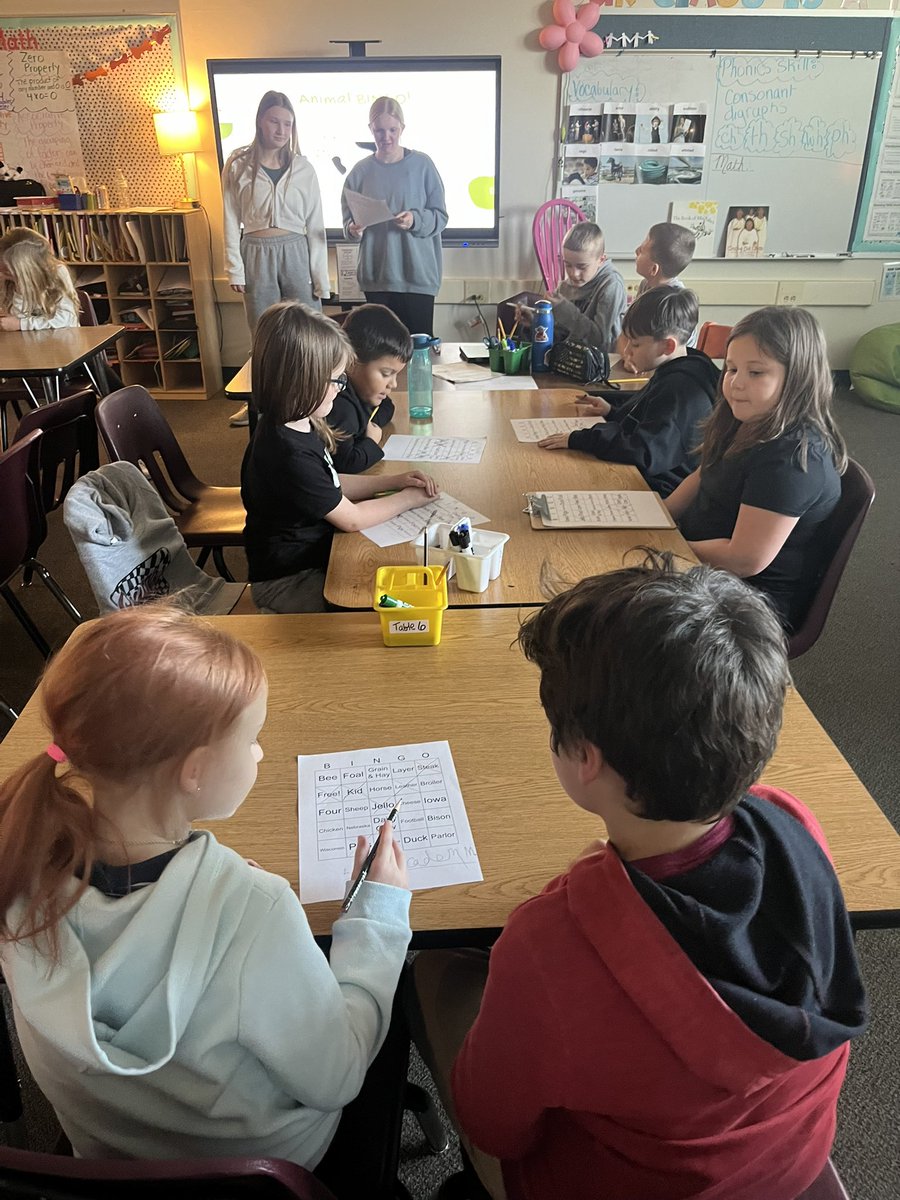 The agribusiness class visited Conestoga’s third grade classes yesterday to read an agriculture book and do an animal BINGO activity as a part of the Connecting Chapters Program sponsored by the Nebraska Farm Bureau! #connectingchapters