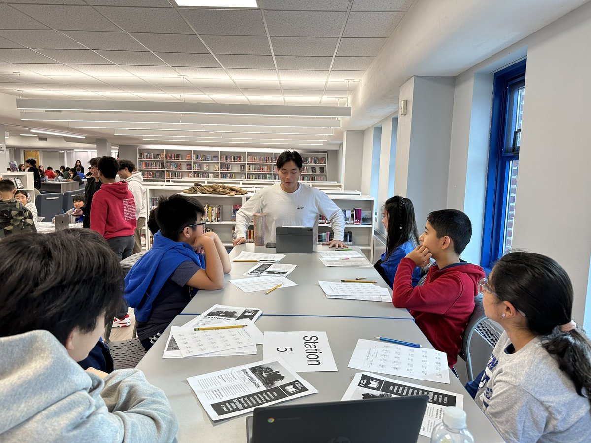 Fifth graders working with Herricks High School students to tackle <a href="/SDG2030/">SDG2030</a> Goal 4: Quality Education. Understanding the challenges around the world centered around equal and equitable education. 📚 ✏️ 🌎 #WeAreHerricks <a href="/HerricksSchools/">Herricks Schools</a> <a href="/SearingtownK5/">Searingtown School</a>
