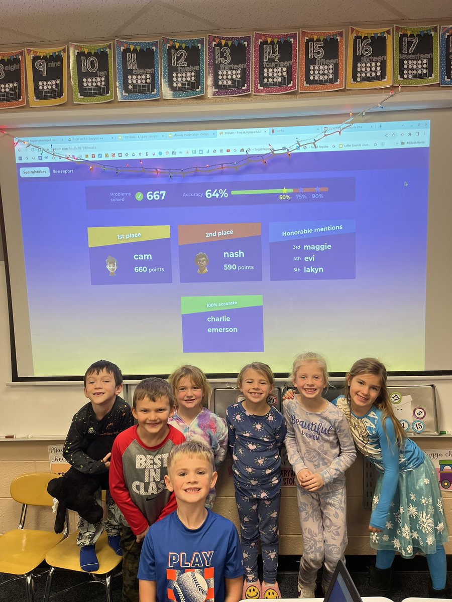 mrspugsley24's tweet photo. We played 99 Math twice today to raise that score! We did it! πͺ #firstgrade #mcscbears #99math https://t.co/fahogjHERh