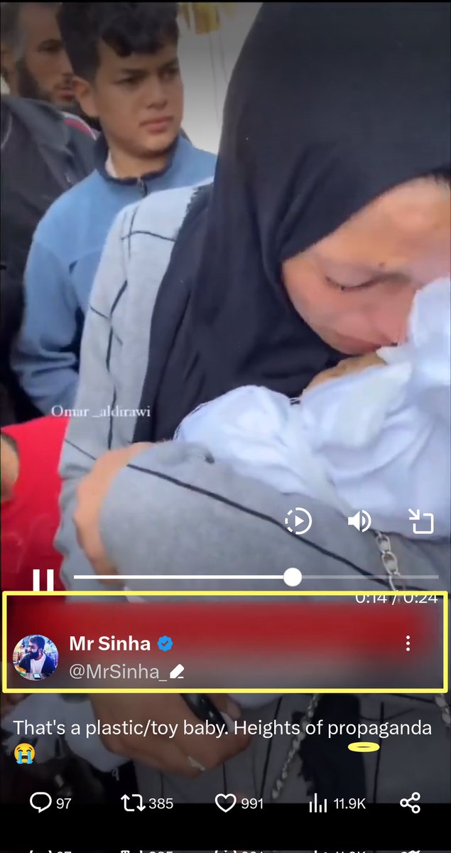 zoo_bear's tweet photo. @mrsinha I know you are not going to delete this tweet despite knowing the fact that it's a dead body of a 5-month-old baby named Muhammad Hani Al-Zahar killed after Israeli airstrikes. https://t.co/qI9a4FHpE7