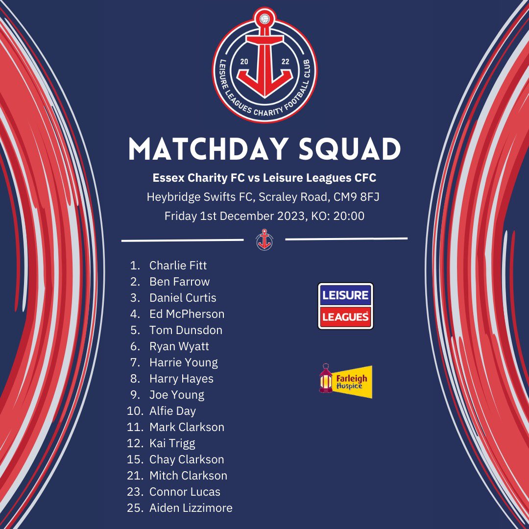 Leisure Leagues Charity Football Club πβ€οΈ (@llcfc22) on Twitter photo π€© MATCHDAY NEWSπ¨
Hereβs the lads travelling currently to <a href="/officialswifts/">Heybridge Swifts FC</a> for our final charity fixture of the year against <a href="/essexcharityfc/">Essex Charity FC</a> - see you soon ππ»π π€© MATCHDAY NEWSπ¨
Hereβs the lads travelling currently to <a href="/officialswifts/">Heybridge Swifts FC</a> for our final charity fixture of the year against <a href="/essexcharityfc/">Essex Charity FC</a> - see you soon ππ»π