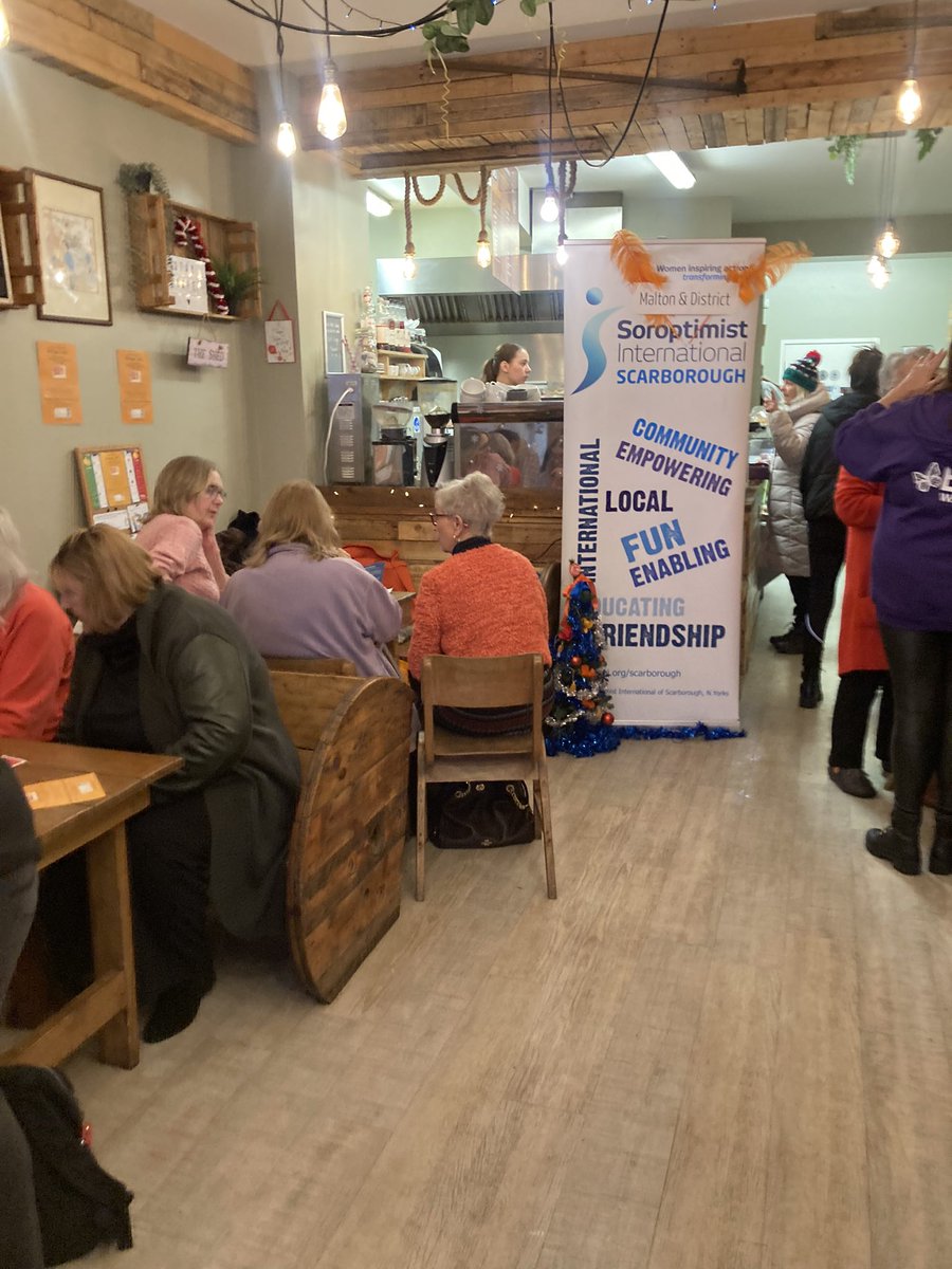 SiScarborough's tweet photo. Day 7: #OrangeTheWorld #16DaysActivism #Soroptimists #UNiTE Today was the club’s No: 2 pop-up Orange Cafe in The Coffee Shed, Filey. Buzzing! https://t.co/ZVCFrMYjQC