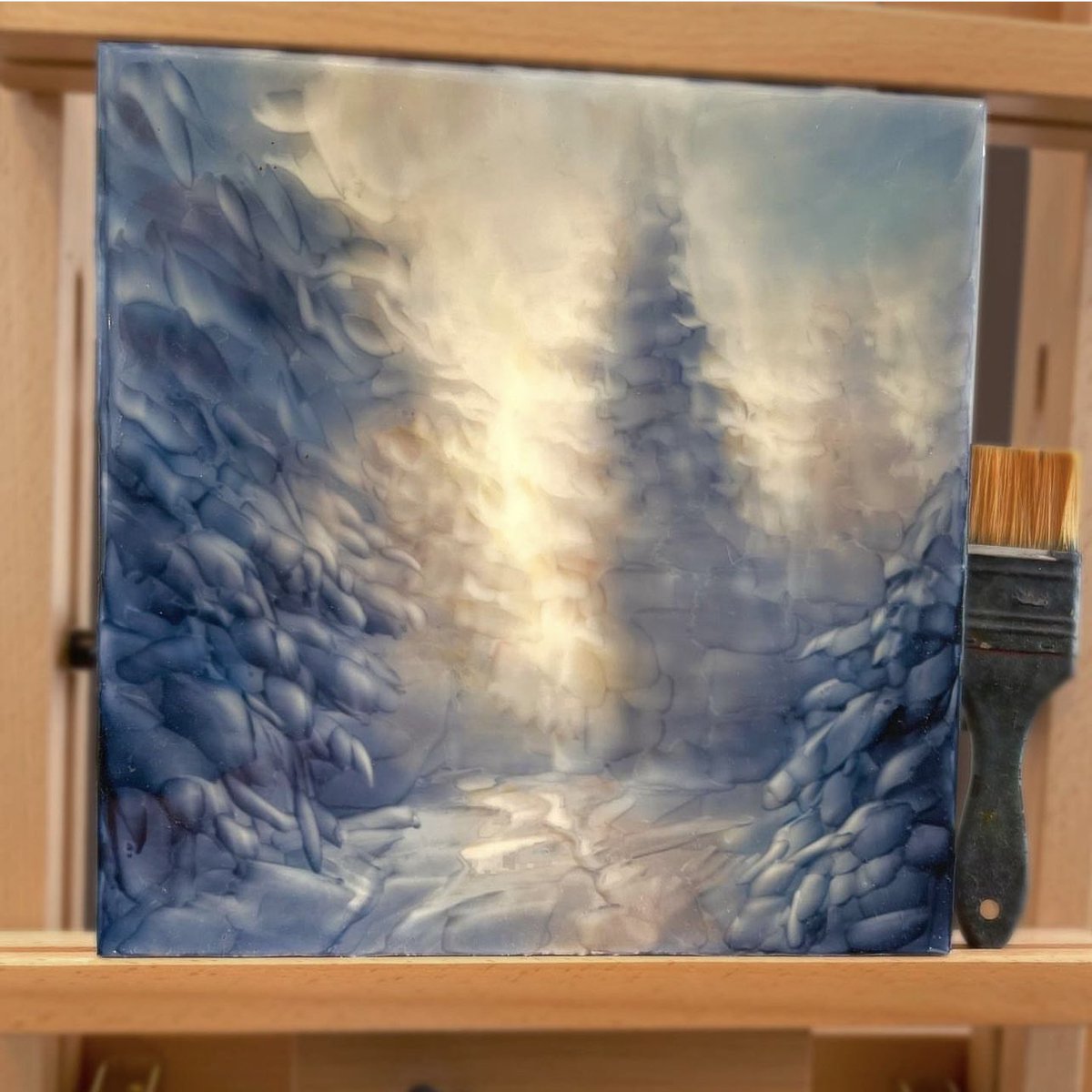Winter Path - 10”x10”, acrylics 
A small painting from 2022 to mark our first snow and the beginning of December. This painting was sold to a collector. #snow #painting #artist #ArtistOnTwitter #artwork #artshare