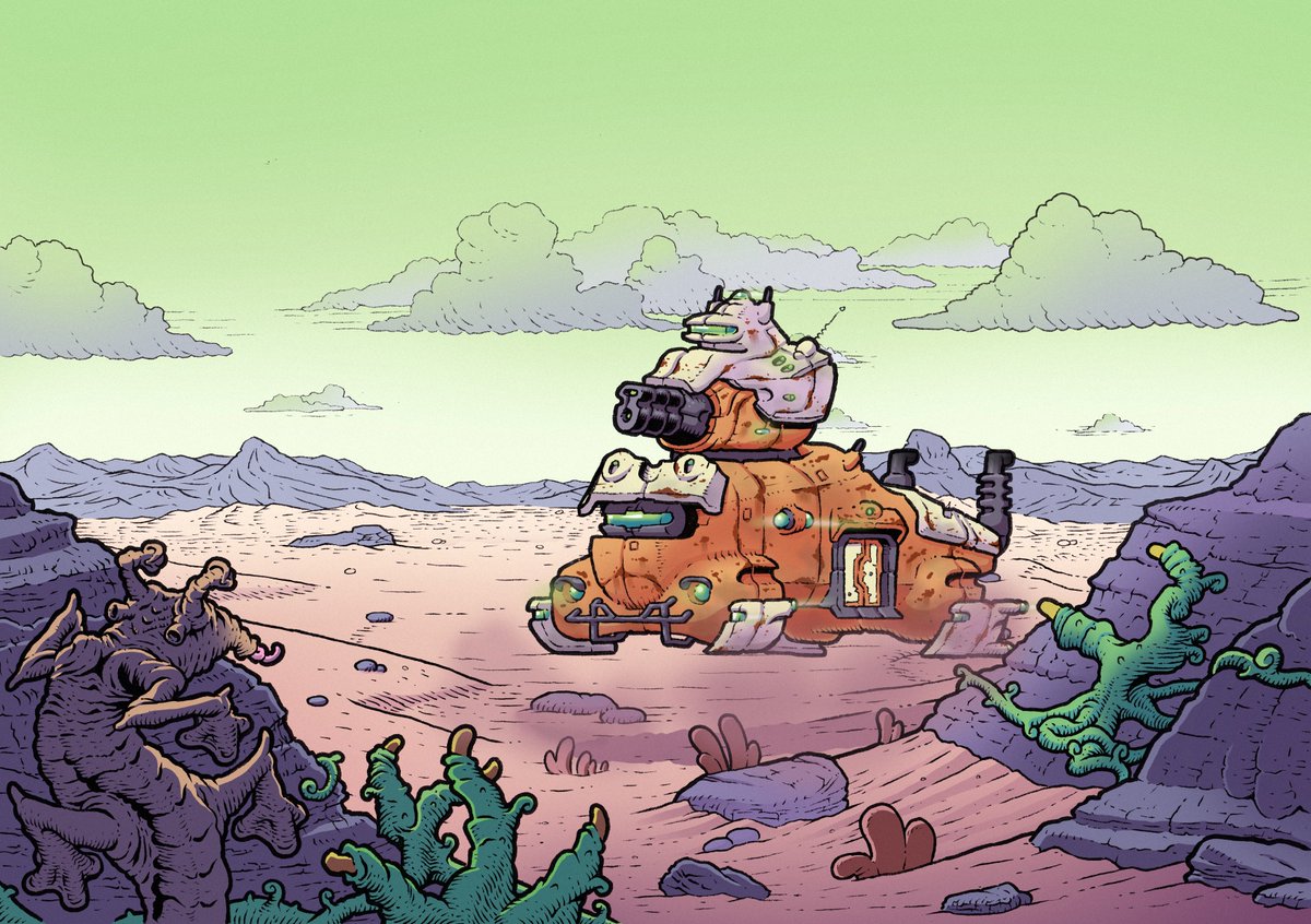 Latest sci-fi art. Hover-tank on patrol:
#scifiart #scifi