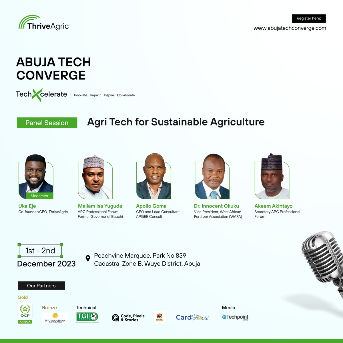 thriveagric's tweet photo. Join our next panel session as we discuss AgriTech for Sustainable Agriculture.
Live on YouTube
https://t.co/HjP7Gj75lp
#ThriveAbuja #OCPAfrica #AbujaTechConverge #TechXcelerate #Techevent #Techenthusiasts #InnovateInspireCollaborate https://t.co/yTDpc2jfC9
