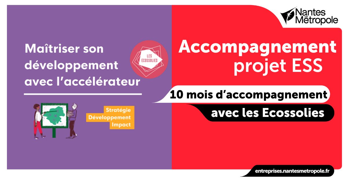 Nantes Métropole Entreprises (@nantesmetroentp) on Twitter photo ESS ♻️ : l’accélérateur des @Ecossolies vous accompagne dans votre projet de développement
@cress_pdl <a href="/NantesMetropole/">Nantes Métropole</a>
🤝 10 mois d'accompagnement
🚀 Donnez une nouvelle dimension à votre activité
📈 Établissez une feuille de route claire et réaliste
entreprises.nantesmetropole.fr/actualites/acc… ESS ♻️ : l’accélérateur des @Ecossolies vous accompagne dans votre projet de développement
@cress_pdl <a href="/NantesMetropole/">Nantes Métropole</a>
🤝 10 mois d'accompagnement
🚀 Donnez une nouvelle dimension à votre activité
📈 Établissez une feuille de route claire et réaliste
entreprises.nantesmetropole.fr/actualites/acc…
