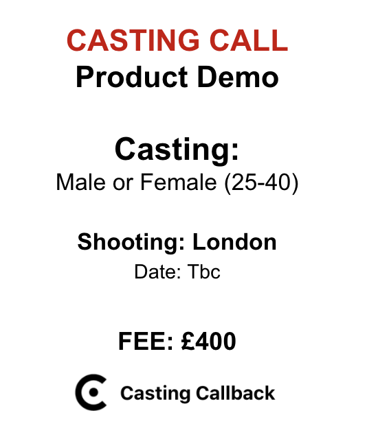 #CASTINGCALL #AUDITION   
Production Company  seeking actors for a product demo shoot - London
Male and Female (25-40)
£400
FREE TO APPLY, pls use the link below:
castingcallback.com/job/18383/prod…