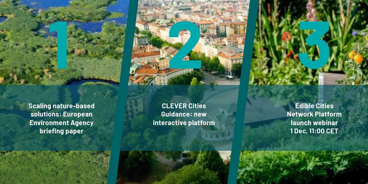 Last week we outlined the launch of two new interactive platforms... 1️⃣ Scaling nature-based solutions 2️⃣ @CLEVER_Cities Guidance platform 3️⃣ @edicitnet Network launch Read more here: bit.ly/415UTTg