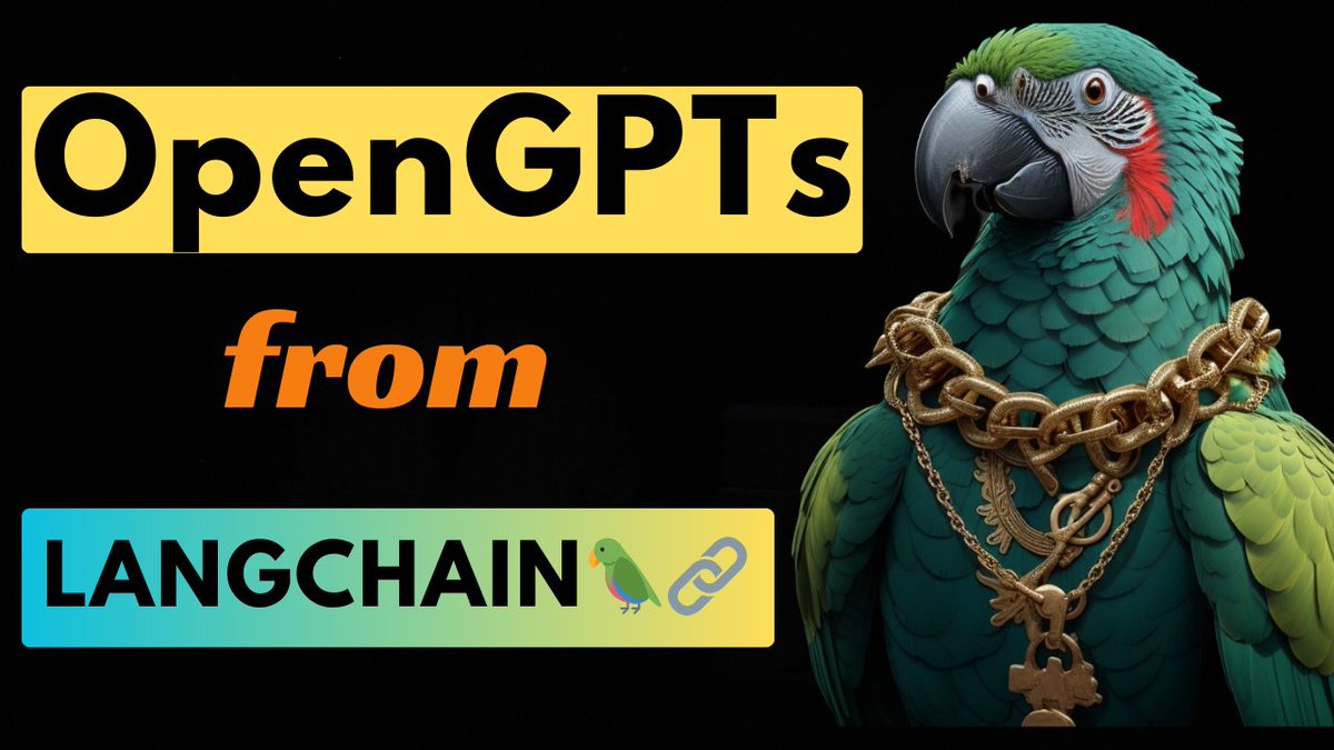 mesudarshan's tweet photo. Just Uploaded a video about OpenGPTs from @langchain using @Docker🚀
- It's an open source effort to create a similar experience to OpenAI's GPTs and Assistants API
- Builds upon LangChain, LangServe and LangSmith
🎥 https://t.co/xA2HHCZB6o
#langchain #opengpt #gpts #llm #ai https://t.co/MPgR1tLOhz