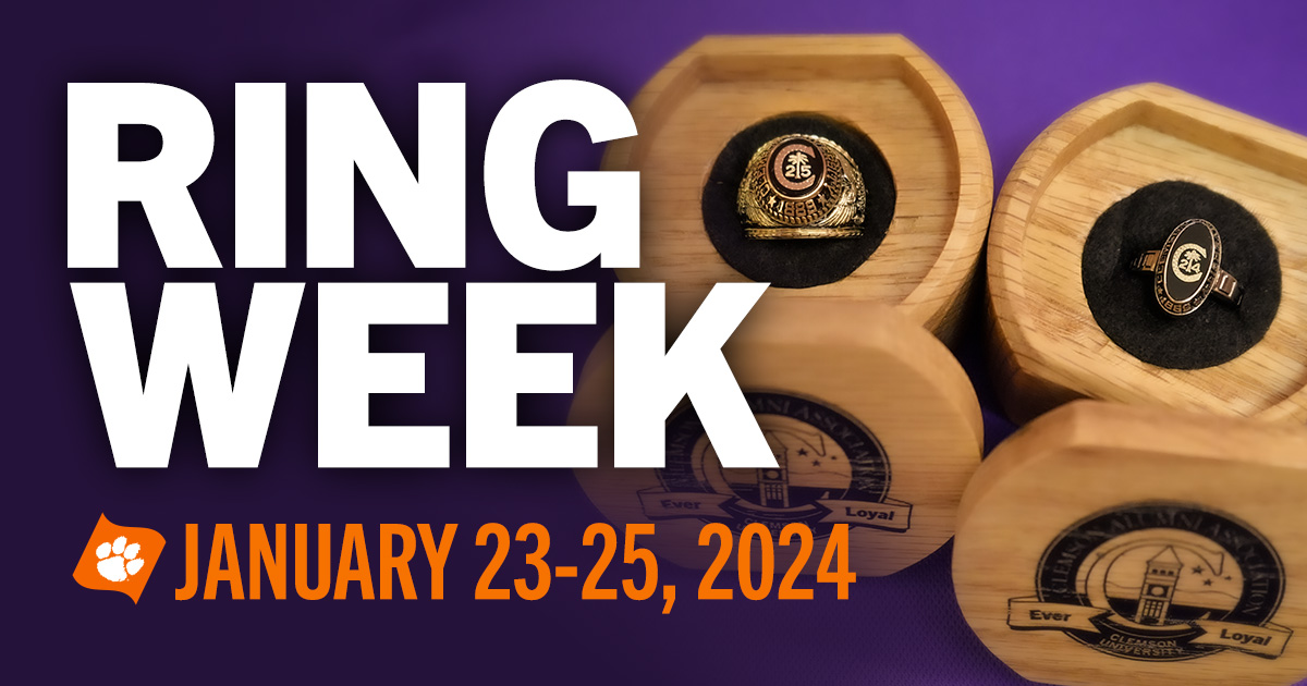 ClemsonAlumni's tweet photo. Happy Solid Orange Friday, Clemson Family! Spring Ring Week will be here before you know it! Students who complete their 90 hours this semester can order their Clemson Ring Jan 23-25. Learn more: https://t.co/4aHEnTmGWW
#GoTigers #ClemsonRing #SpringRingWeek #ClemsonFamily https://t.co/jbybgcwDd9