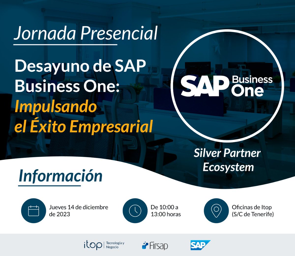 ItopMC's tweet photo. 📢 Evento Presencial en #Itop 🔝

☕️ Desayuno de #SAPBusinessOne: Impulsando el #ÉxitoEmpresarial 🚀

📆 Jueves, 14 de diciembre de 2023 🕘 De 10:00 a 13:00h.

➡️ https://t.co/Hdpswg1ZwZ

⚠️ Aforo Limitado 

#Itop #ItopAcademy #CuriePlatform #EventoSAPBO #CRM #IA https://t.co/MTYdPpz4yk