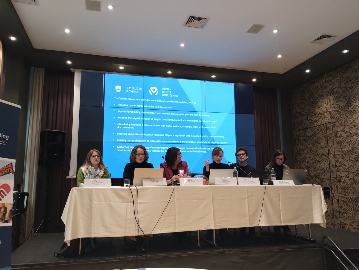 ennhri's tweet image. Next at #CoLabAI, we applied thematic lenses to #AI through ENNHRI Working Groups. We heard from 4 group reps &amp;amp; broke off into groups to discuss🗣️:
- Rights of persons with disabilities
- Economic &amp;amp; social rights 
- Securitisation
- Asylum &amp;amp; migration
Rich exchanges all round🙏.