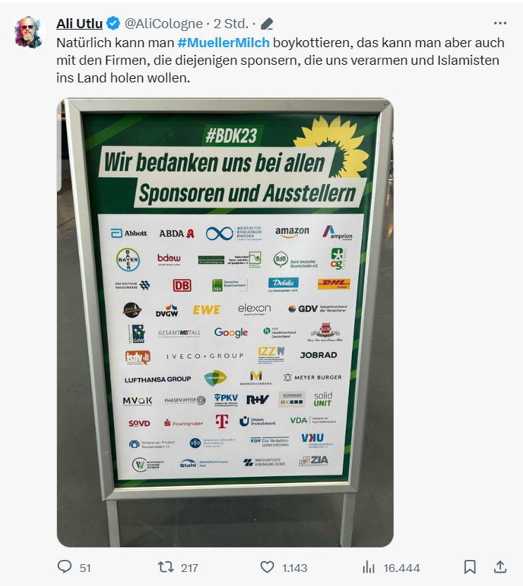 FritziEf99084's tweet photo. #AliUtlu ist ganz unten angekommen. Er vergleicht tatsächlich sinngemäß die Grünen mit der faschistischen #fckafd. Sollte man wissen, war aber gerade von ihm erwartbar.
#MuellerMilch https://t.co/fNb5Dnzqz1