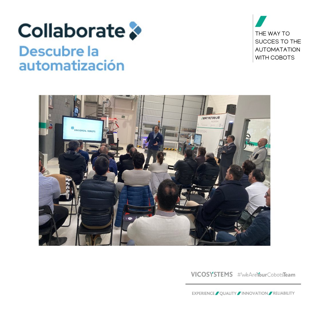 El pasado martes celebramos la última jornada de Robótica colaborativa de este año. Gracias a <a href="/UR_Iberia/">Universal Robots ES</a> y al resto de partners <a href="/Robotiq_Inc/">Robotiq Inc.</a>  <a href="/weareconnectin/">Connect-IN</a> #MOVVO #MeleghyAutomotive #CeramicaCumella #Solprome.  A principio de 2024 volveremos con nuevas soluciones (#UR20 #UR30).
