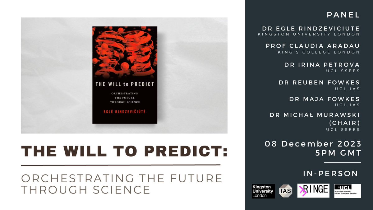 What are the limits of scientific prediction and what are its effects on governance, institutions, and society? Please join us for this book launch of 'The Will to Predict' (<a href="/CornellPress/">Cornell University Press</a>) to find out more.  

🗓️ 08 December at 5pm 
📍 UCL SSEES 
➡️ buff.ly/484kXjZ