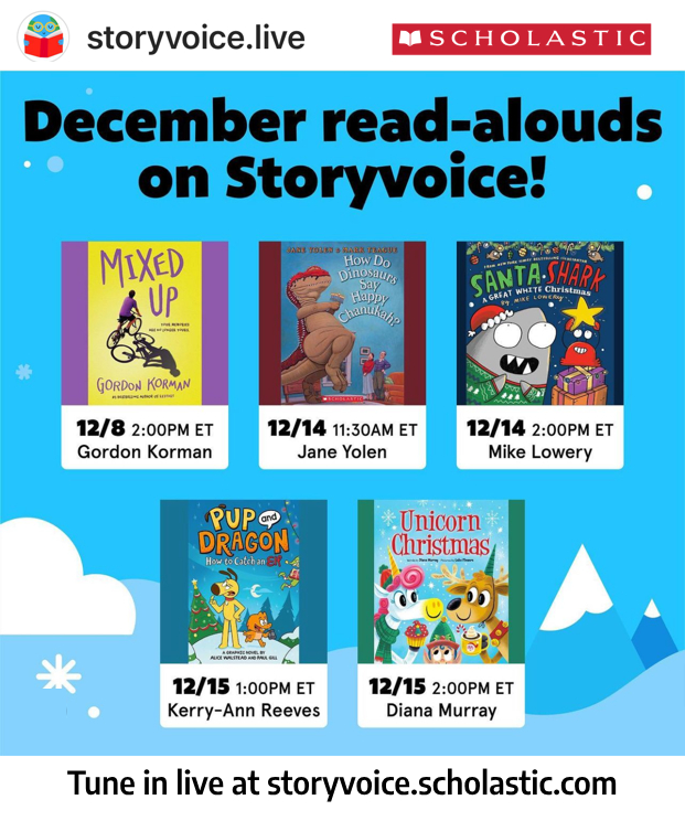 Classrooms and families can tune in for a live reading of #UnicornChristmas on December 15th! Illustrated by @lafcreative. #storyvoice #scholastic #teachers #educators #storytime #scholasticBookClubs #kidlit #kidsbooks #childrensbooks @sourcebookskids storyvoice.scholastic.com/streams/public
