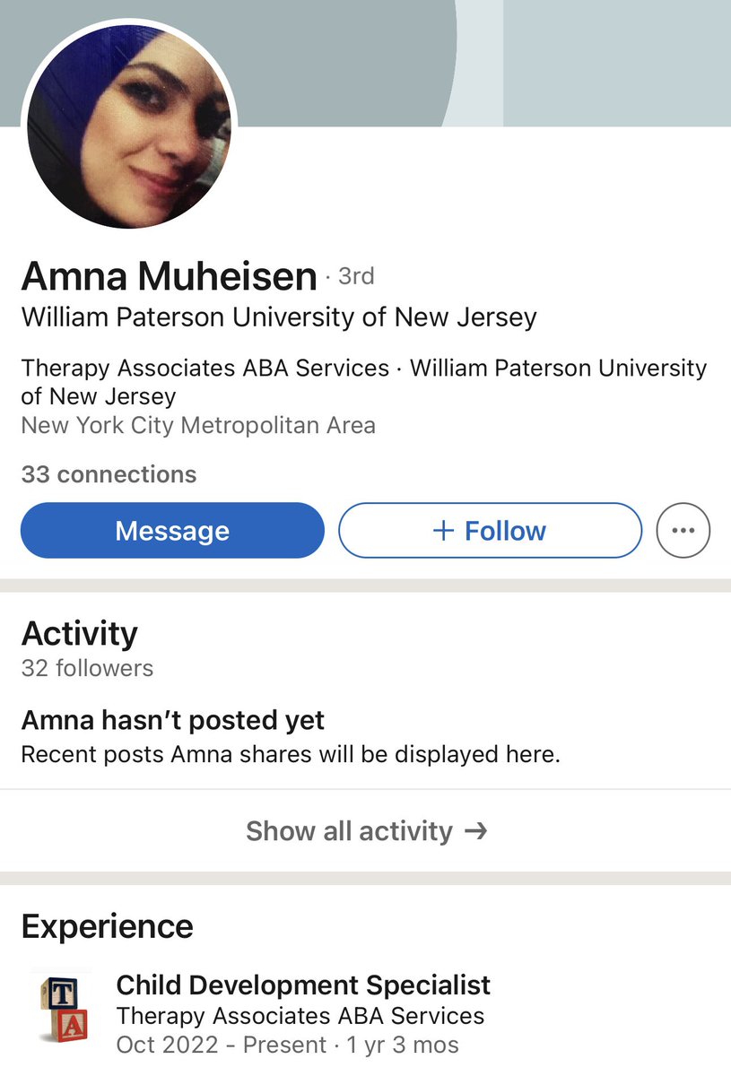 StopAntisemites's tweet photo. “No I don’t [condemn Hamas]. Now kiss my Palestinian ass. They’re called freedom fighters. Now go be the pig u are.” - Amna Muheisen, (commenting to a Jewish IG user), ABA therapist who works with children https://t.co/WYQuDUIbWP