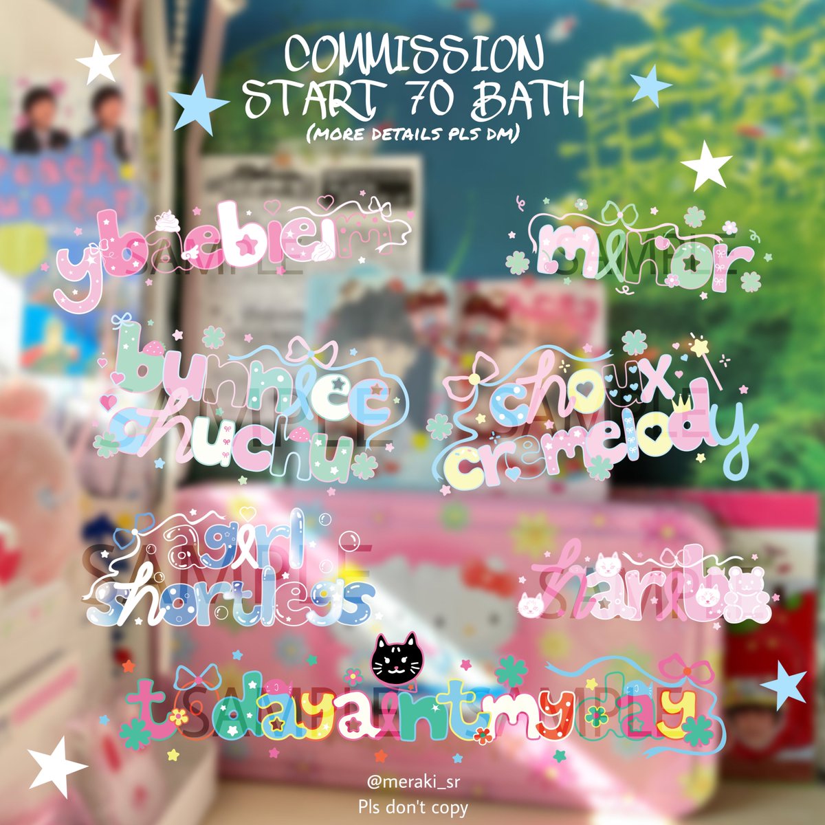 meraki_sr's tweet photo. Pls kindly rt (｡•ᴗ•｡)♡

⭐️Commission open 
รับออกแบบเครดิต/ลายน้ำ ราคาเริ่มต้น 70 บาท
💌รองาน 1-3 วัน

🏡 more detail pls dm

#ออกแบบลายน้ำ #รับออกแบบ
#รับออกแบบลายน้ำ #commissionTH #cmsbleu https://t.co/0BQXbOc25K